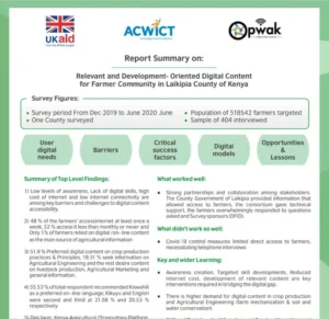 Maudhui Digiti Project – User Needs Assessment Report Summary – Agriculture